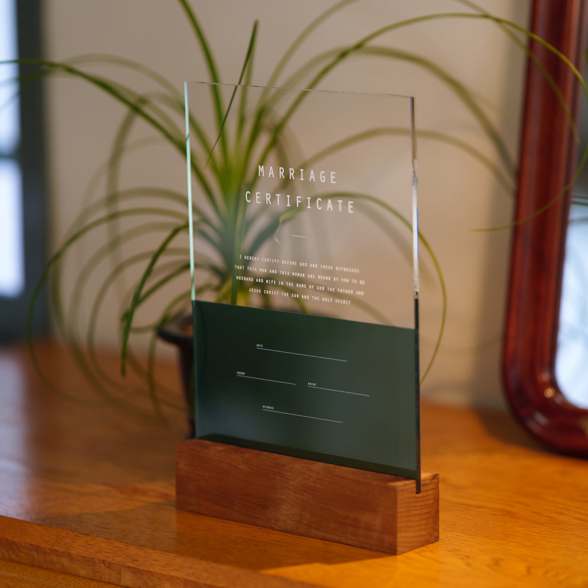 アクリル結婚証明書 A モスグリーン クリア