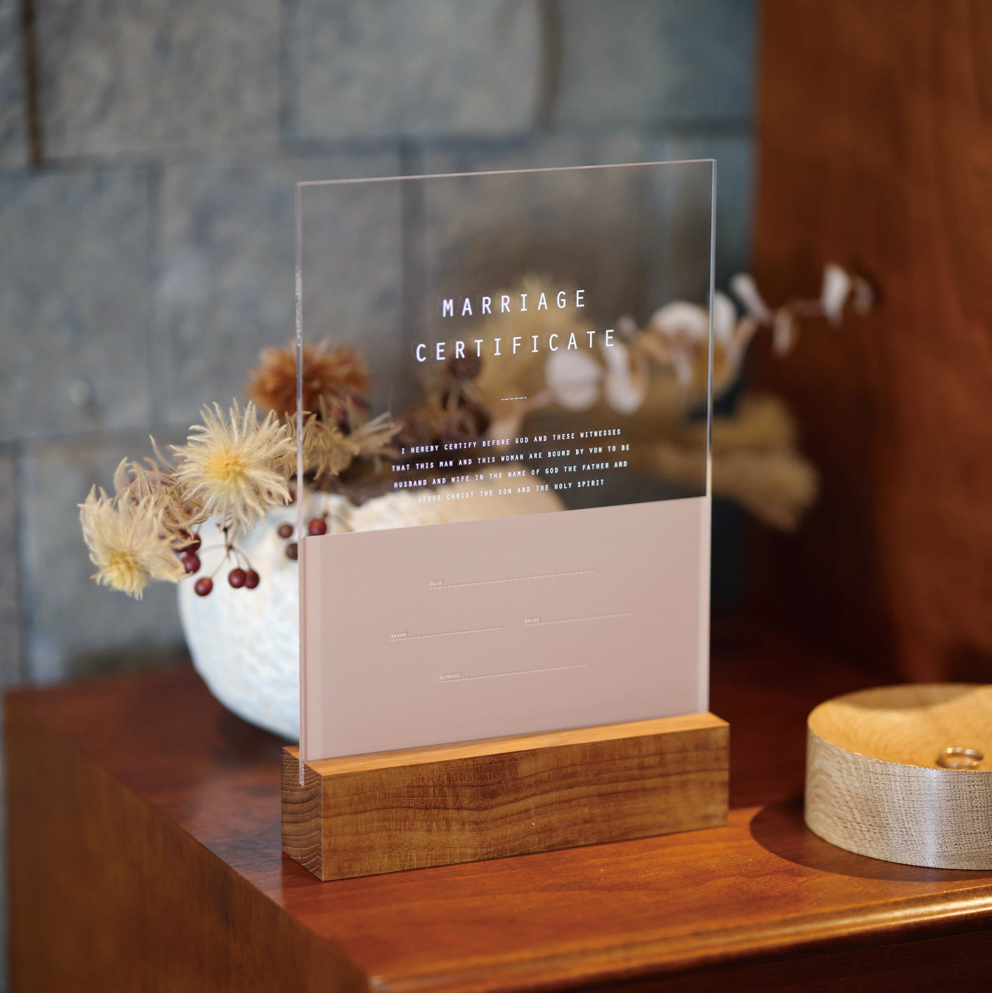 アクリル結婚証明書 A エクリュ クリア