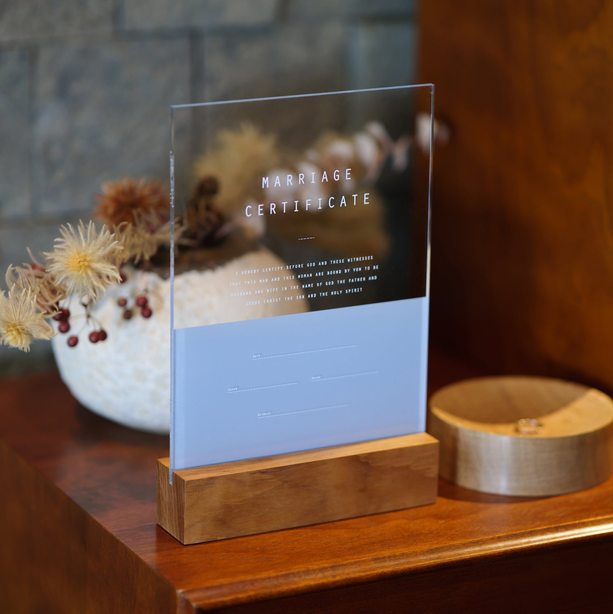 アクリル結婚証明書 A アースブルー クリア