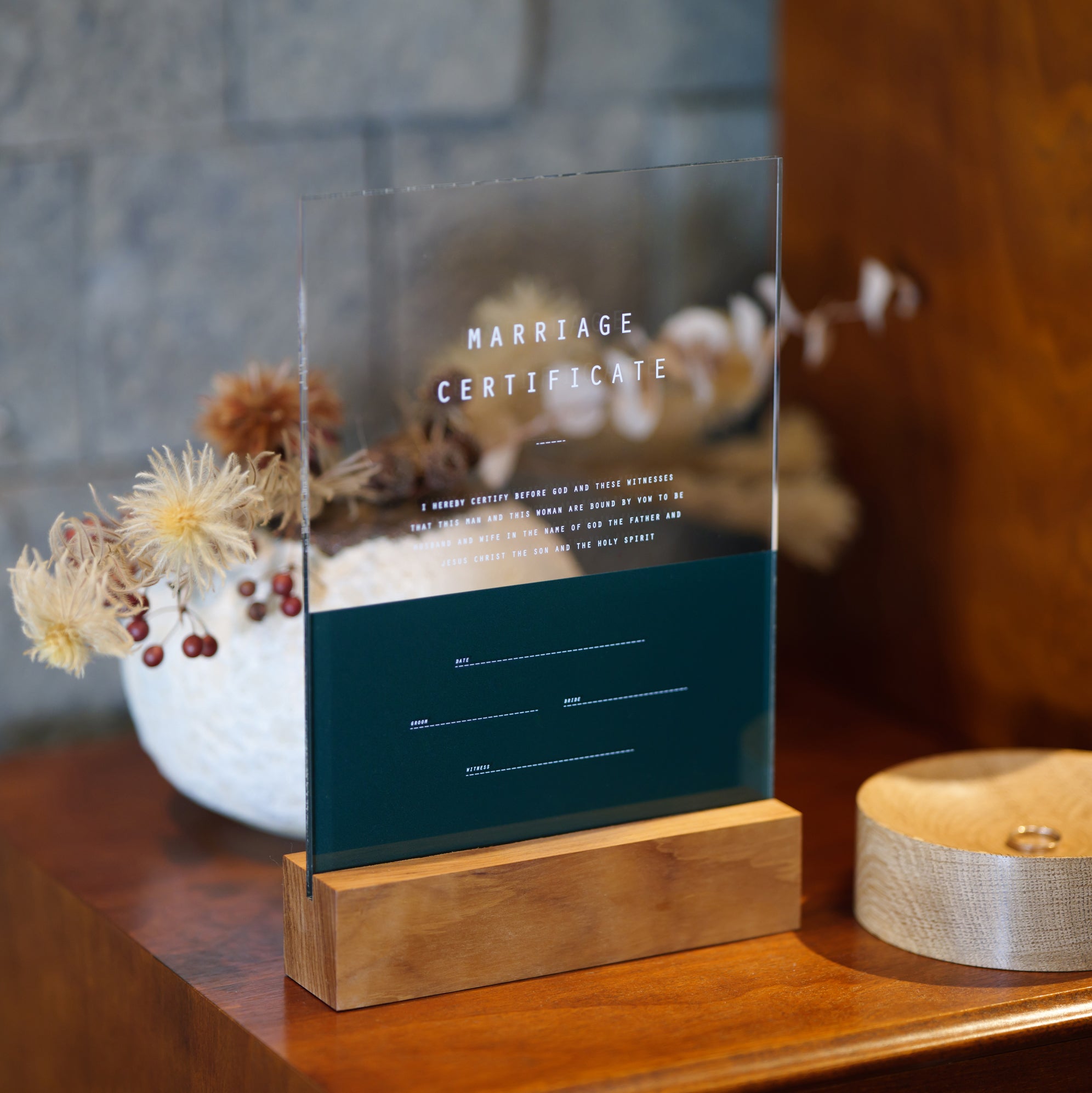 アクリル結婚証明書 A モスグリーン クリア