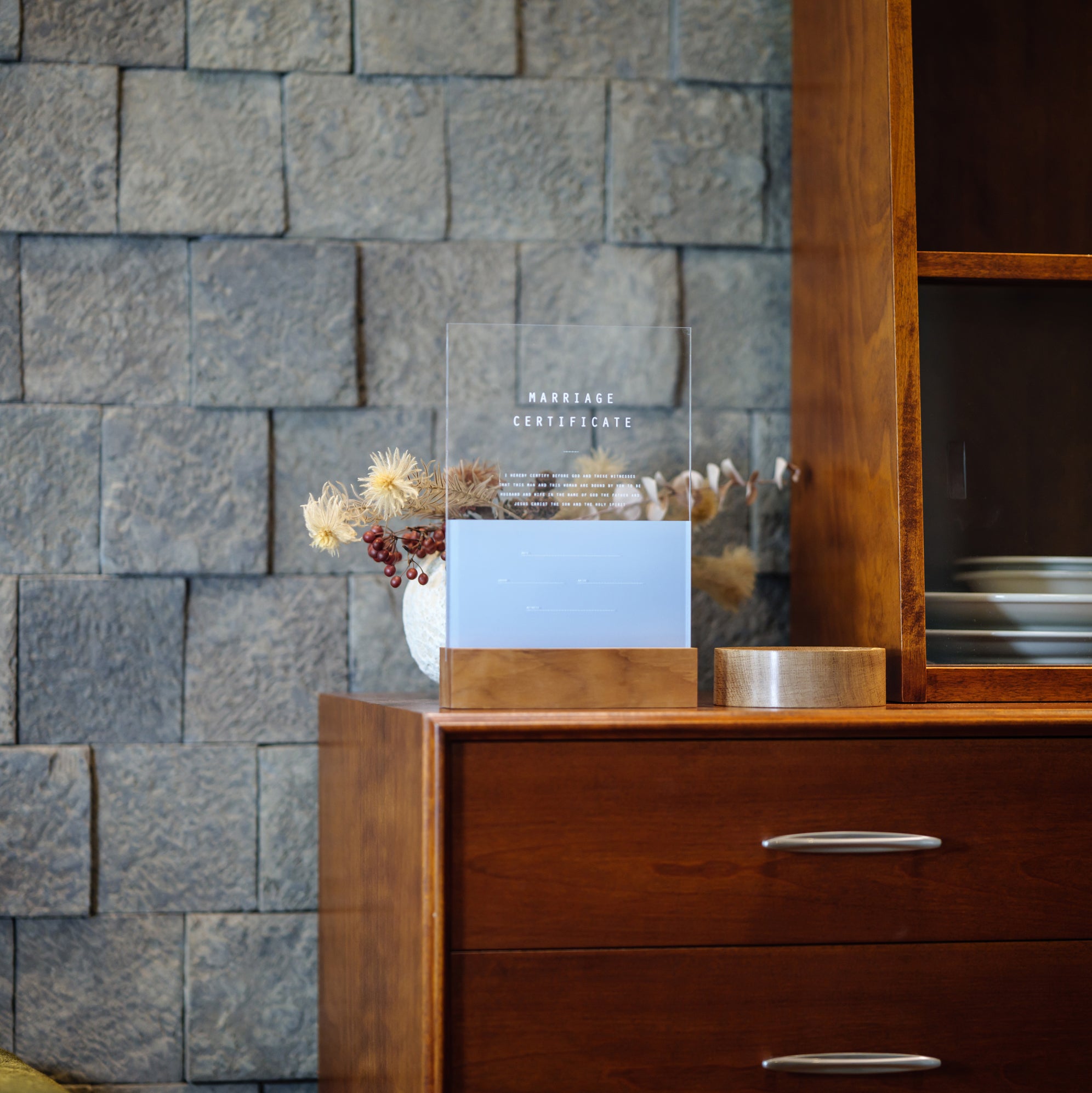 アクリル結婚証明書 A アースブルー クリア