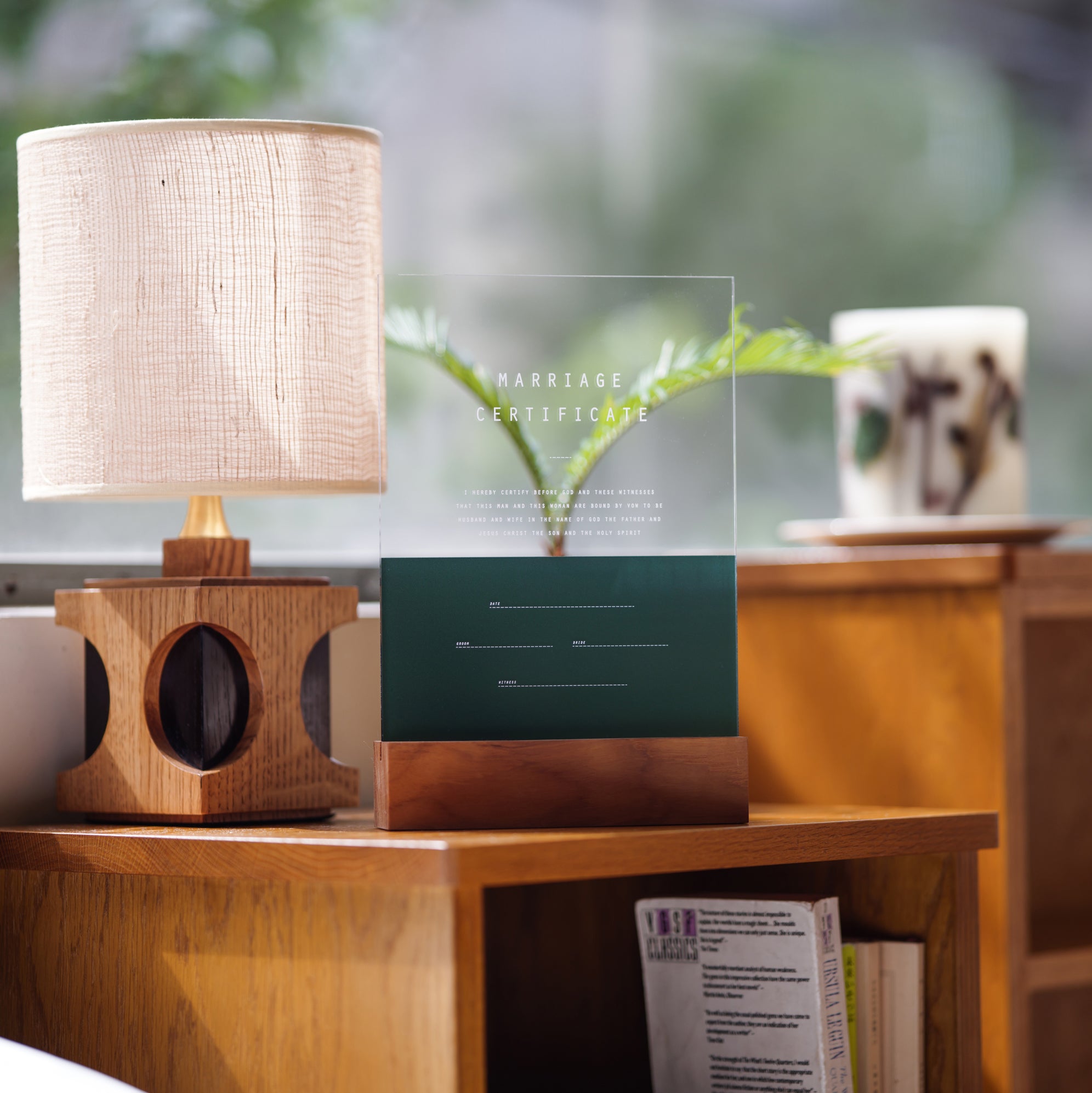 アクリル結婚証明書 A モスグリーン クリア