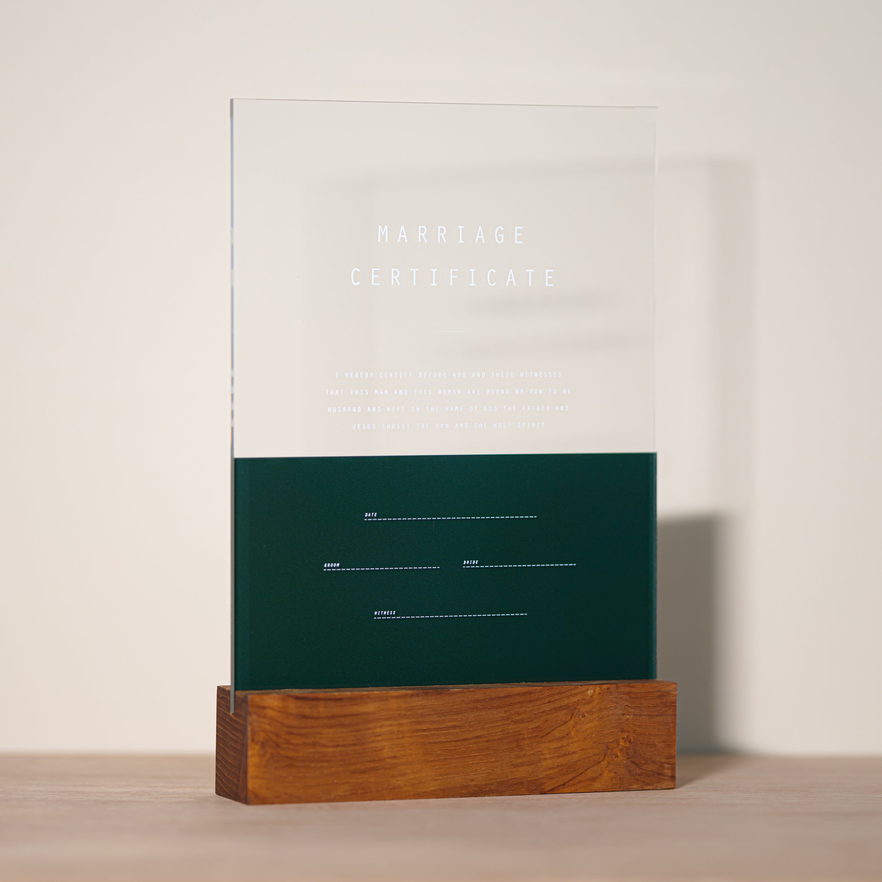 アクリル結婚証明書 A モスグリーン クリア
