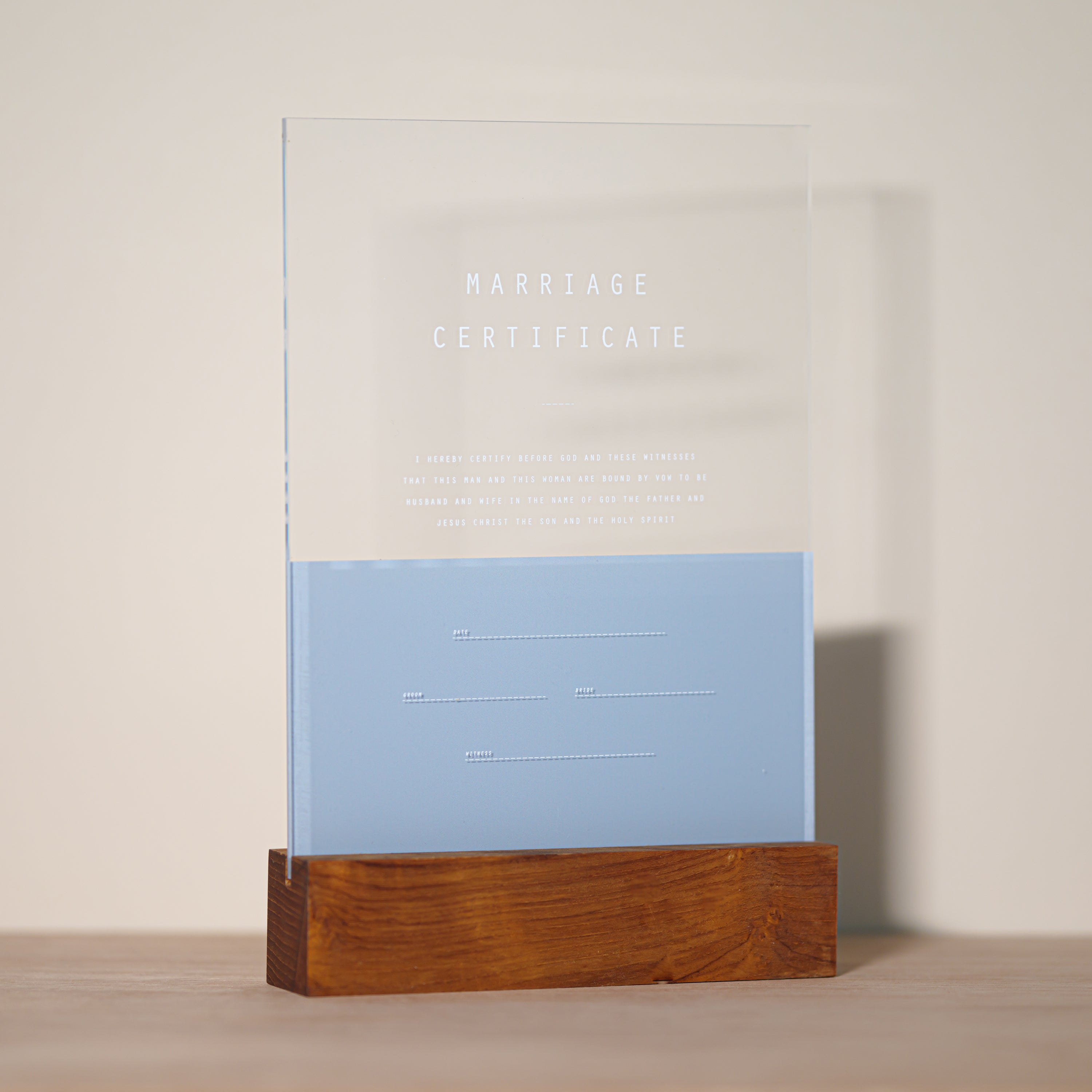 アクリル結婚証明書 A アースブルー クリア